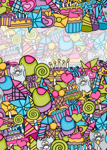 Birthday cartoon doodle design background. — Stock Vector