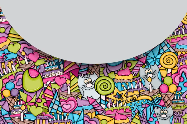 Doğum günü çizgi film doodle tasarım arka plan.