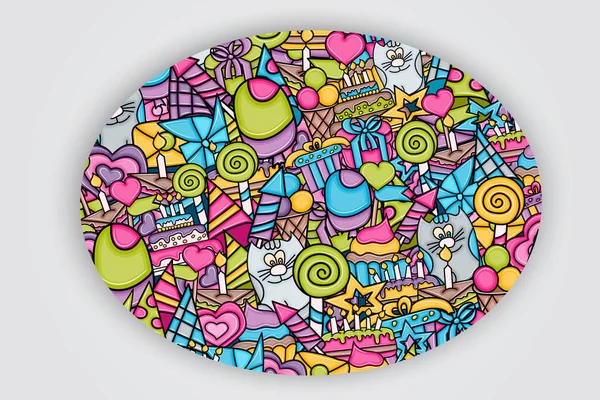 Doğum günü çizgi film doodle tasarım arka plan.