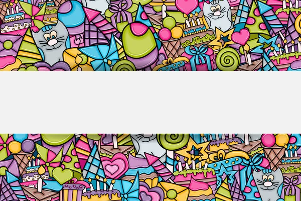 Geburtstag Cartoon Doodle Design Hintergrund. — Stockvektor