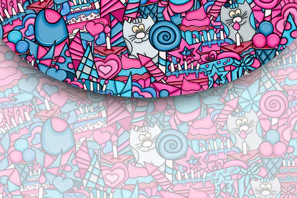 Doğum günü çizgi film doodle tasarım arka plan.