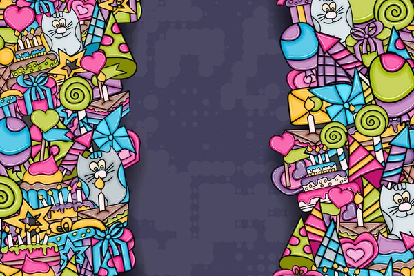 Doğum günü çizgi film doodle tasarım arka plan.