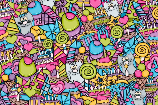Doğum günü çizgi film doodle tasarım arka plan.