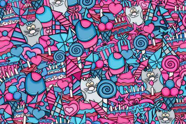 Doğum günü çizgi film doodle tasarım arka plan.