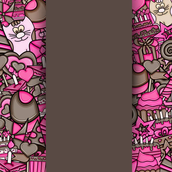 Doğum günü çizgi film doodle tasarım arka plan.