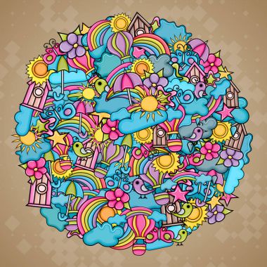 Yaz karikatür doodle arka plan tasarım