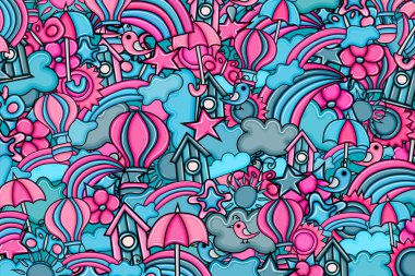 Yaz karikatür doodle arka plan tasarım