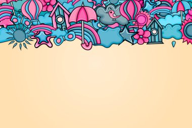 Yaz karikatür doodle arka plan tasarım