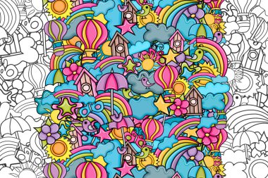 Yaz karikatür doodle arka plan tasarım