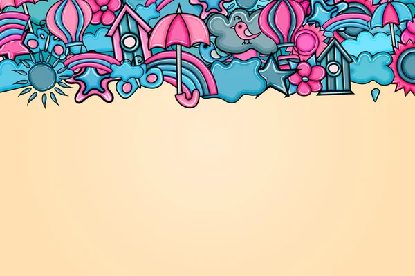 Yaz karikatür doodle arka plan tasarım