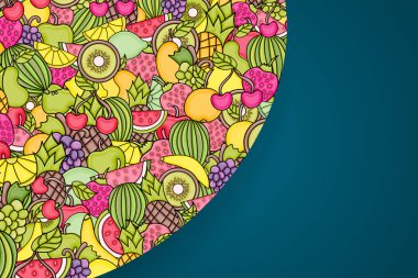 Meyve karikatür doodle arka plan tasarım.