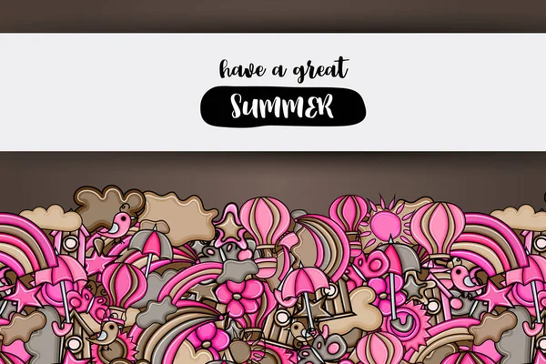 Summer cartoon doodle background design — Stock Vector