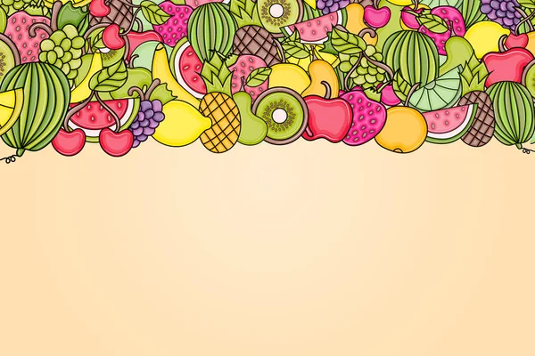 Frutas desenho animado doodle fundo design . — Vetor de Stock