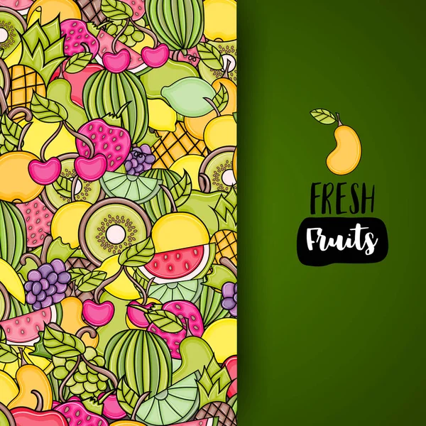 Frutas dibujos animados doodle fondo diseño . — Vector de stock