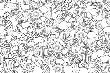 Meyve karikatür doodle arka plan tasarım.