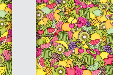 Meyve karikatür doodle arka plan tasarım.