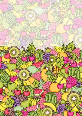 Meyve karikatür doodle arka plan tasarım.