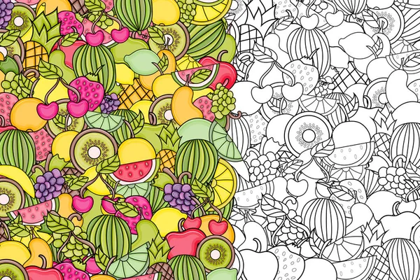 Frutas desenho animado doodle fundo design . — Vetor de Stock
