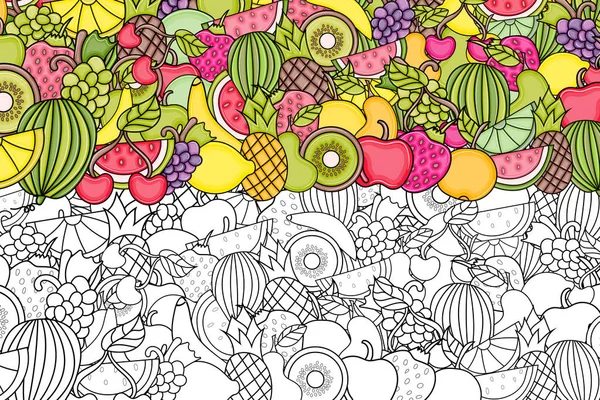 Frutas dibujos animados doodle fondo diseño . — Vector de stock