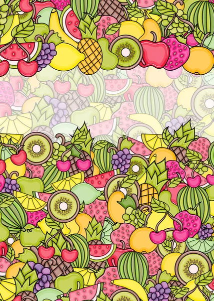 Frutas dibujos animados doodle fondo diseño . — Vector de stock