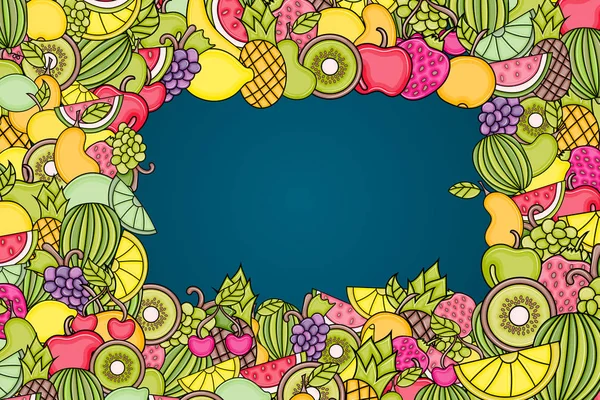 Frutas dibujos animados doodle fondo diseño . — Vector de stock