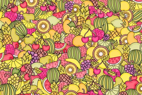 Frutas dibujos animados doodle fondo diseño . — Vector de stock