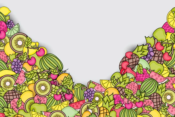 Frutas desenho animado doodle fundo design . — Vetor de Stock