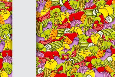 Sebze karikatür doodle arka plan tasarım.