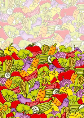 Sebze karikatür doodle arka plan tasarım.