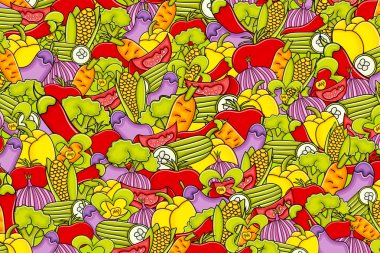 Sebze karikatür doodle arka plan tasarım.