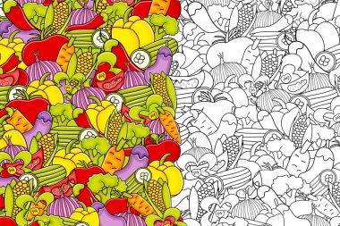 Sebze karikatür doodle arka plan tasarım.