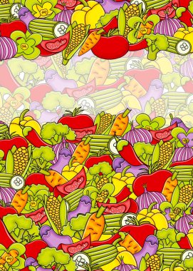 Sebze karikatür doodle arka plan tasarım.