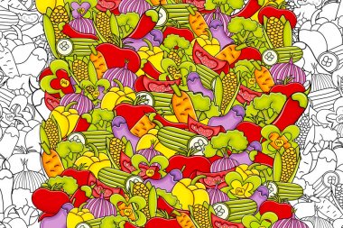 Sebze karikatür doodle arka plan tasarım.