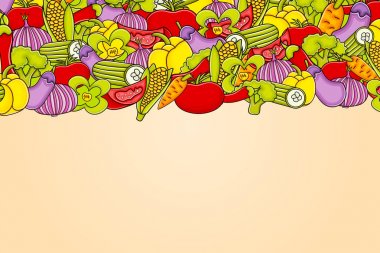 Sebze karikatür doodle arka plan tasarım.