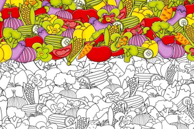Sebze karikatür doodle arka plan tasarım.