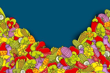 Sebze karikatür doodle arka plan tasarım.