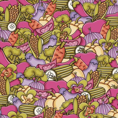 Sebze karikatür doodle arka plan tasarım.