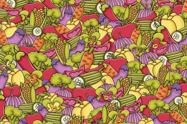 Sebze karikatür doodle arka plan tasarım.