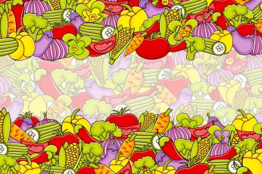 Sebze karikatür doodle arka plan tasarım.