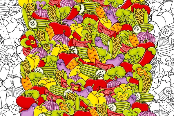 Sebze karikatür doodle arka plan tasarım.