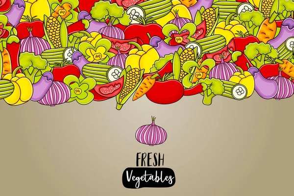 Vegetales dibujos animados doodle fondo diseño . — Vector de stock