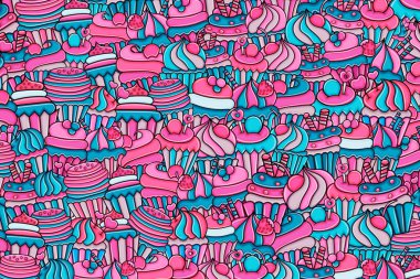 Cupcake karikatür doodle arka plan tasarım