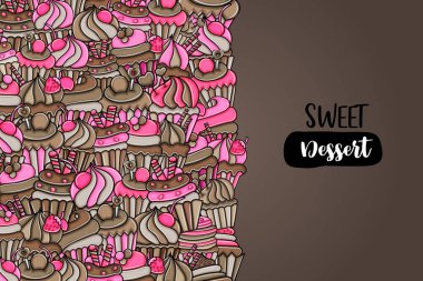 Cupcake karikatür doodle arka plan tasarım