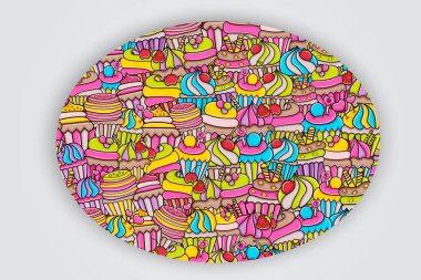 Cupcake karikatür doodle arka plan tasarım