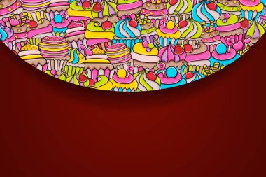 Cupcake karikatür doodle arka plan tasarım