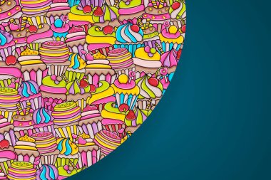 Cupcake karikatür doodle arka plan tasarım