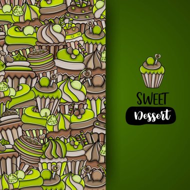 Cupcake karikatür doodle arka plan tasarım