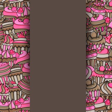 Cupcake karikatür doodle arka plan tasarım