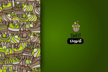 Cupcake karikatür doodle arka plan tasarım