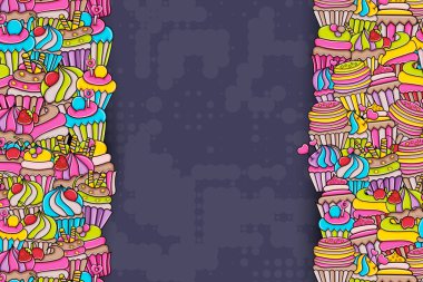 Cupcake karikatür doodle arka plan tasarım